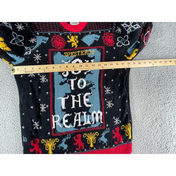 Game of Thrones Christmas Sweater Mens Small Black Knit Pullover Realm Westeros - Picture 5 of 7